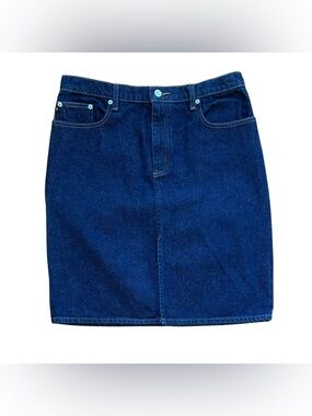 Vintage Y2K 90s Ralph Lauren Polo Denim Skirt Jean Size 10 Front Slit Blue
